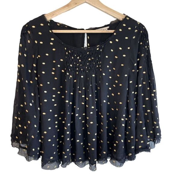 ANTHRO Floreat Everafter Chiffon Blouse 100% Viscose - Picture 2 of 13